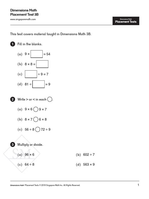singapore math placement test 4b